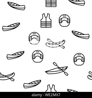 Canoeing, Active Rest Vector Seamless Pattern Stock Vector