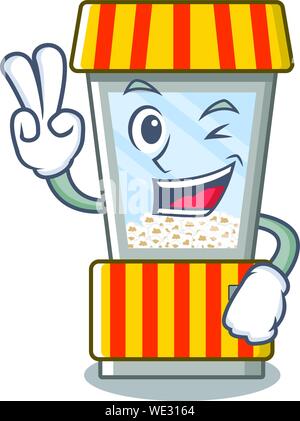 Two finger popcorn vending machine in a character Stock Vector
