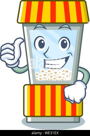 Thumbs up popcorn vending machine in a character Stock Vector