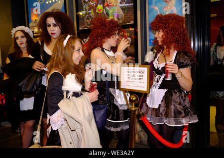 Audience for a Halloween screening of  Sing-a-long-a The Rocky Horror Picture Show at, Prince Charles Cinema, 7 Leicester Place, London, Britain. Stock Photo