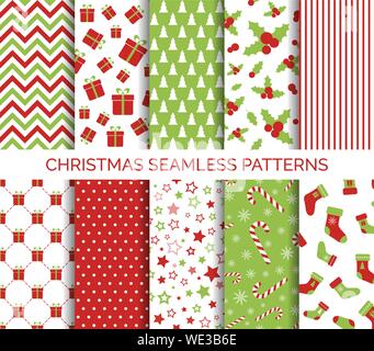 Christmas seamless pattern in white and red traditional colors