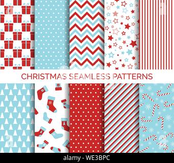 Set of Christmas seamless vector patterns and backgrounds Stock Vector