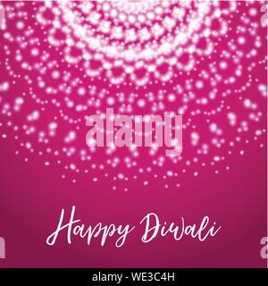 Happy Diwali. Vector greeting card with shine rangoli Stock Vector