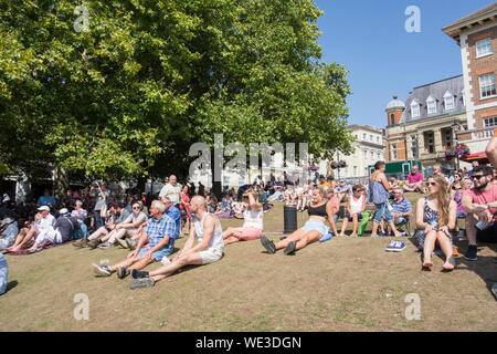 People enjoying the Richmond Riverside Music festival on the riverfront in Richmond, Surrey, UK Stock Photo