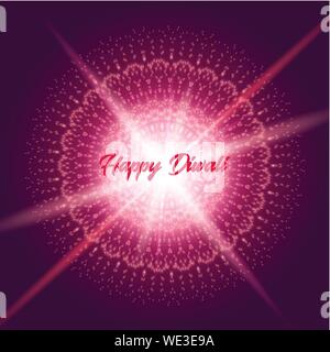 Diwali vector greeting card with shine rangoli Stock Vector