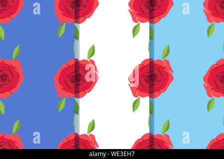 Set of three seamless patterns with beautiful roses in one style. Vector EPS10. Clipping mask applied. Stock Vector