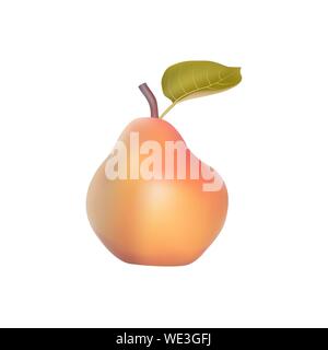 Realistic image of yellow ruddy pear, isolated on white background. Vector EPS10 Stock Vector