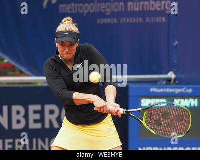 Nuremberg, Germany - May 21, 2019: German tennis player Sabine Lisicki at the Euro 250.000 WTA Versicherungscup Tournament 1st round match against Aus Stock Photo