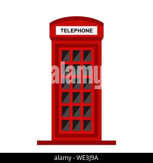 red telephone booth isolated on white background illustration Stock Vector