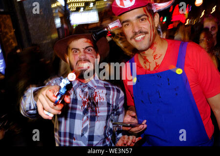 People celebrating, Halloween, Leicester Square, London, Britain. Stock Photo