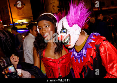 People celebrating, Halloween, Leicester Square, London, Britain. Stock Photo