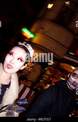 People celebrating, Halloween, Leicester Square, London, Britain. Stock Photo