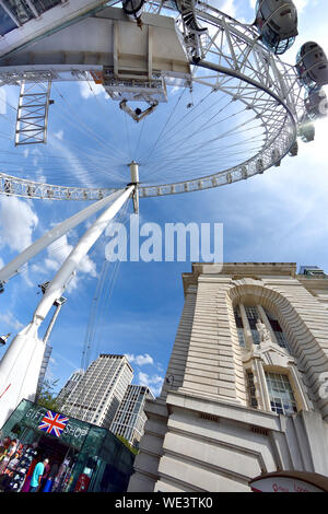 London Eye and former County Hall and GLC building, South Bank, London ...