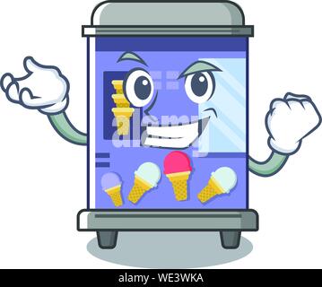 Successful ice cream vending machine isolated the cartoon Stock Vector