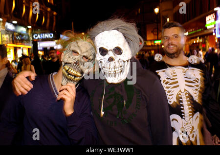 People celebrating, Halloween, Leicester Square, London, Britain. Stock Photo