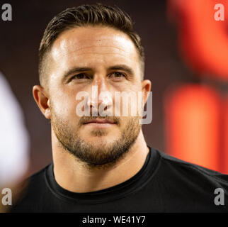 Los Angeles Chargers tackle Joe Alt (76) celebrates while walking off ...