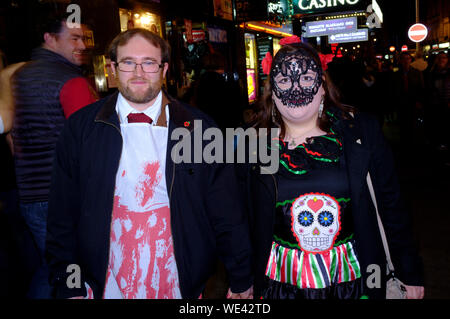 People celebrating, Halloween, Leicester Square, London, Britain. Stock Photo