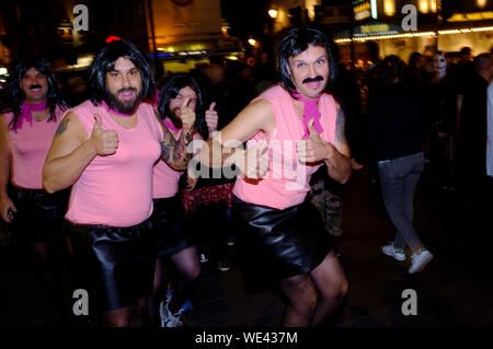 People celebrating, Halloween, Leicester Square, London, Britain. Stock Photo