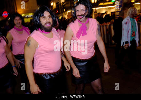 People celebrating, Halloween, Leicester Square, London, Britain. Stock Photo