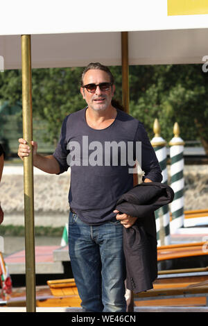 Italy, Venice, August 29, 2019 : Jean Dujardin, actor of 'J'accuse' ('An Officer and a Spy') by new movie by the director Roman Polanski arrives at Ho Stock Photo