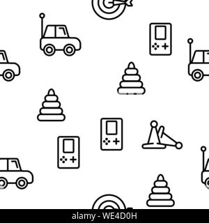 Interactive Kids Games Vector Seamless Pattern Stock Vector