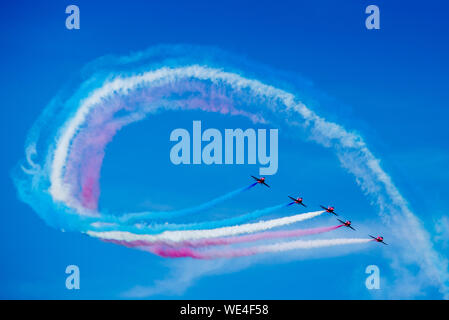 Red Arrows at Air Show at Duxford Stock Photo