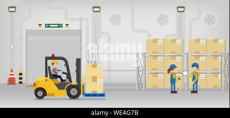 Factory interior with shutter door closed vector illustration Stock Vector