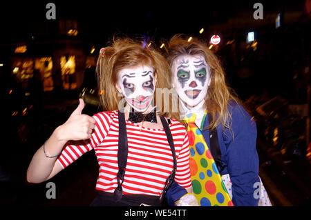 People celebrating, Halloween, Old Compton Street, Soho, London. Britain. Stock Photo