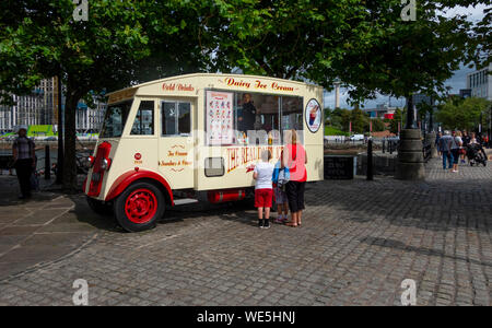 A Dairy Ice Cream truck at Albert Dock in Liverpool Stock Photo