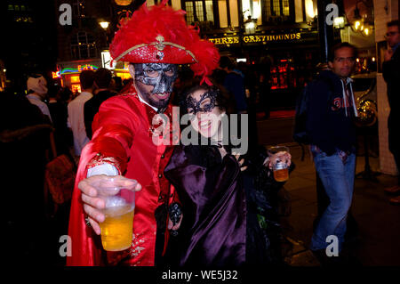 People celebrating, Halloween, Old Compton Street, Soho, London, Britain. Stock Photo