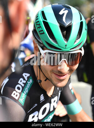Marburg, Germany. 30th Aug, 2019. Cycling: UCI Europaserie, Germany Tour, 2nd stage from Marburg to Göttingen (202, 00 km). German Emanuel Buchmann from Team Bora-Hansgrohe is preparing for the start. Credit: dpa picture alliance/Alamy Live News Stock Photo
