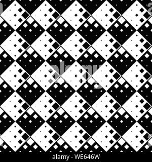 Geometrical seamless square pattern background design - black and white abstract vector graphic Stock Vector