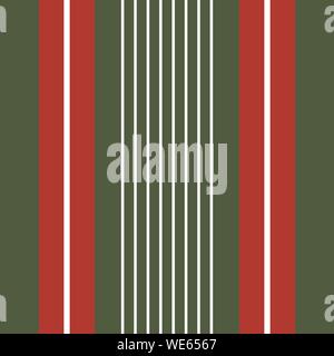 Classic Christmas vertical stripes in red, green and white. Seamless geometric vector pattern with traditional feel. Great for festive products Stock Vector