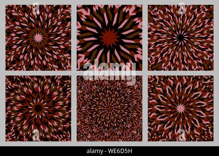 Burst mosaic pattern background set - abstract circular hypnotic vector design from geometric shapes Stock Vector