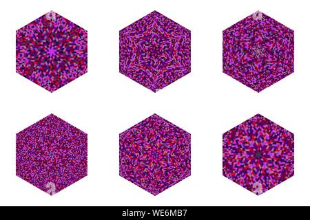 Isolated mosaic ornament hexagon polygon set - ornamental geometrical vector design element on background Stock Vector