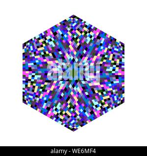 Tiled mosaic hexagon shape - colorful hexagonal ornamental vector element from geometrical shapes Stock Vector