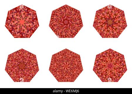 Isolated tiled mosaic heptagon shape collection - geometrical vector designs elementss on background Stock Vector