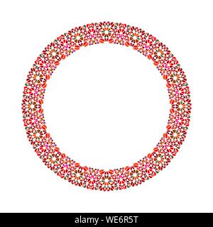 Geometrical gravel mosaic border - abstract circular vector design element Stock Vector