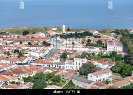 France, Charente Maritime, Aix island, the town (aerial view) Stock Photo