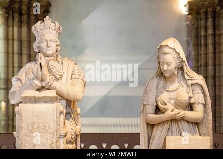 France, Seine Saint Denis, Saint Denis, the cathedral basilica, tomb of Louis XVI and Marie Antoinette Stock Photo