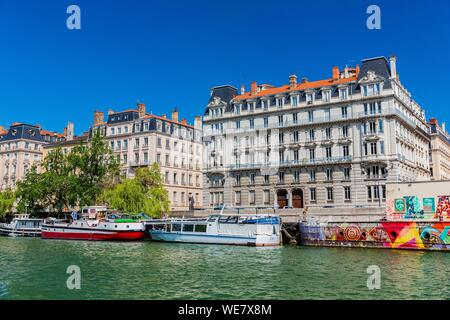 France, Rhone, Lyon, the Presqu'île, Quay Tilsitt Stock Photo