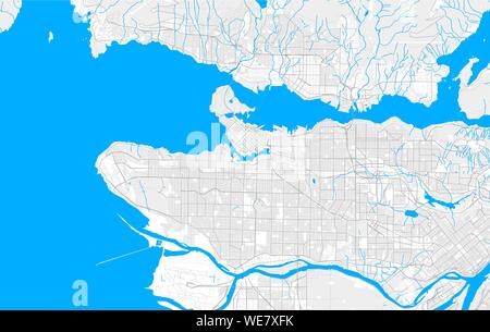 Rich detailed vector area map of Vancouver, British Columbia, Canada. Map template for home decor. Stock Vector