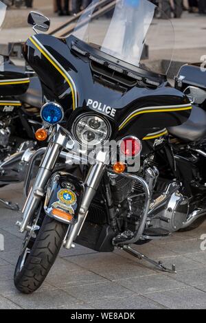 Canada, Quebec province, Montreal, Police Motorcycle, Sureté du Québec Stock Photo