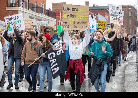 Canada, Quebec province, Eastern Townships Region or Estrie, the City of Sherbrooke, demonstration of students and high school students, the great march of young people to save the planet Stock Photo
