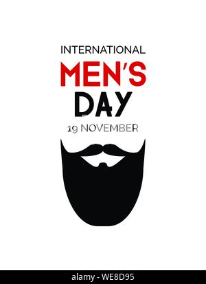 Mens day. Minimalistic vector greeting card with beard Stock Vector