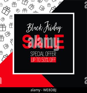 Black friday sale template. Vector promotional banner Stock Vector