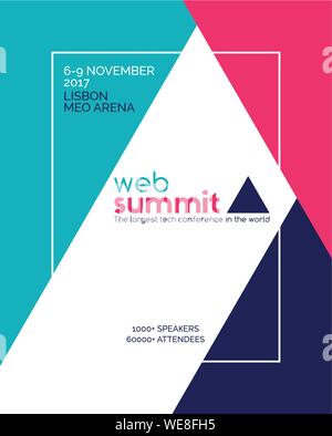 Web summit invitation poster template. Tech conference vector banner design Stock Vector