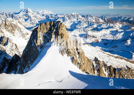 France, Haute Savoie, Mont Blanc valley, Chamonix Mont Blanc (aerial view) Stock Photo