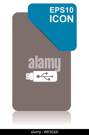 Usb black and blue vector pointer icon on white background in eps 10 Stock Vector