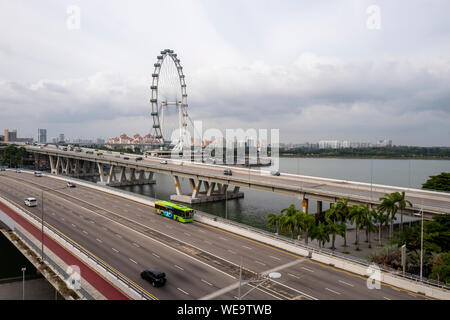 Singapore Flyer big wheel in the Bay, Singapore Stock Photo